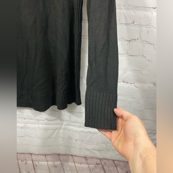 Loft Sweater Womens Size Small Black Round Neck Cotton Thin Cable Knit Top - Picture 4 of 6